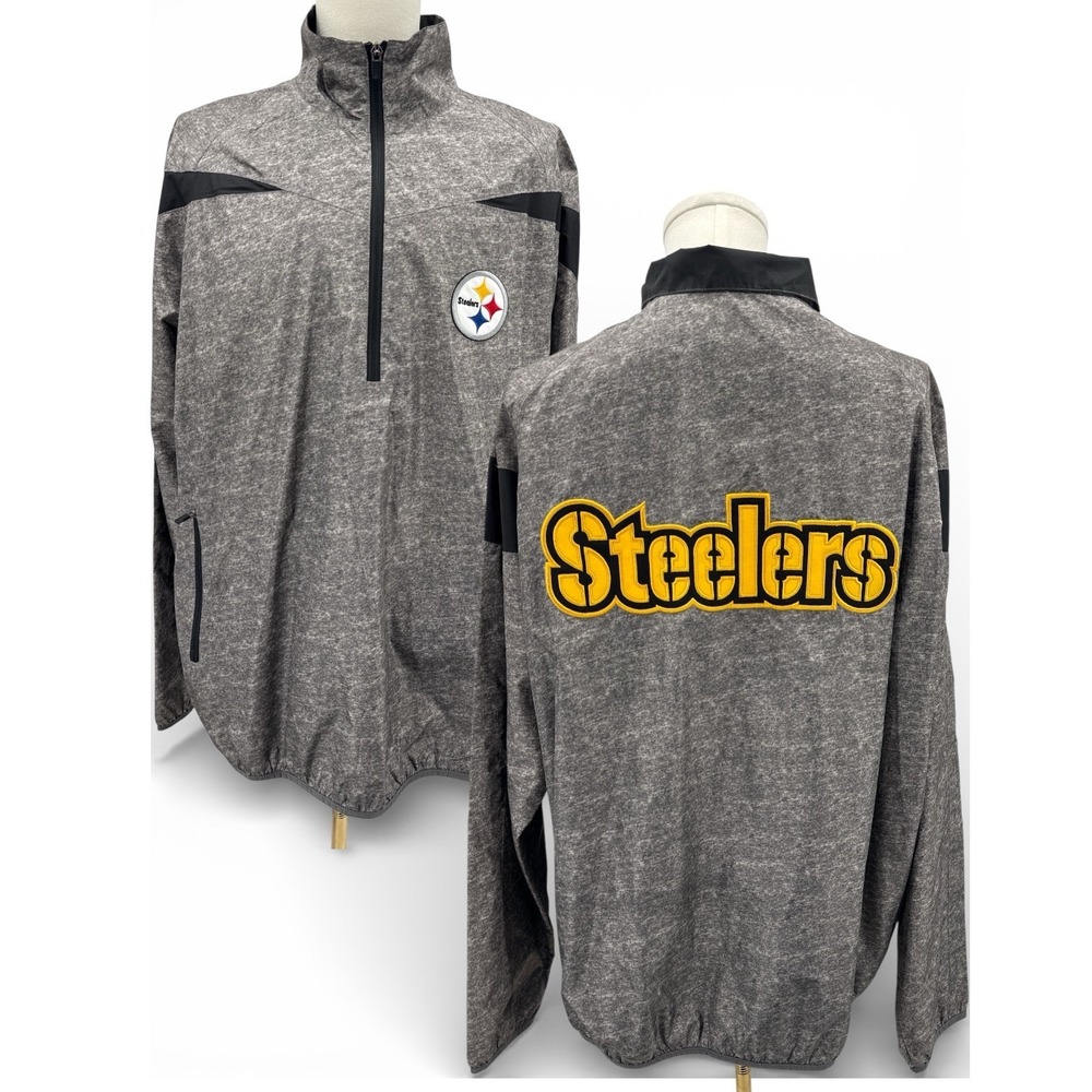 Pittsburgh Steelers NFL G-III Men XXL Gray 1/4 Zip Pullover Jacket Spellout Gray
